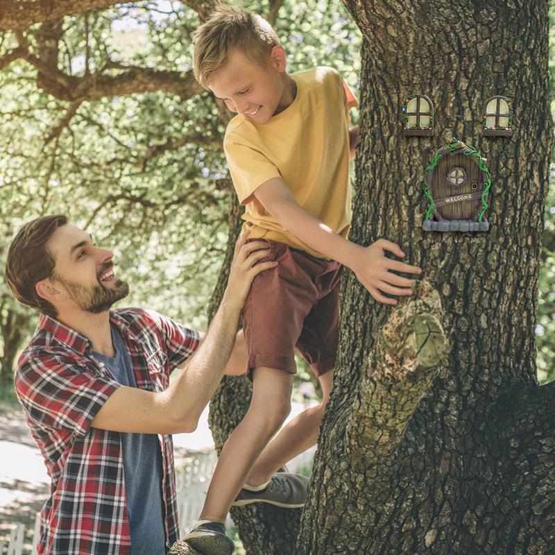 Miniature Fairy Gnome Window Door Set Pendant Creative Elf Home Yard Art Garden Decoration Outdoor Decoration Fairy Garden