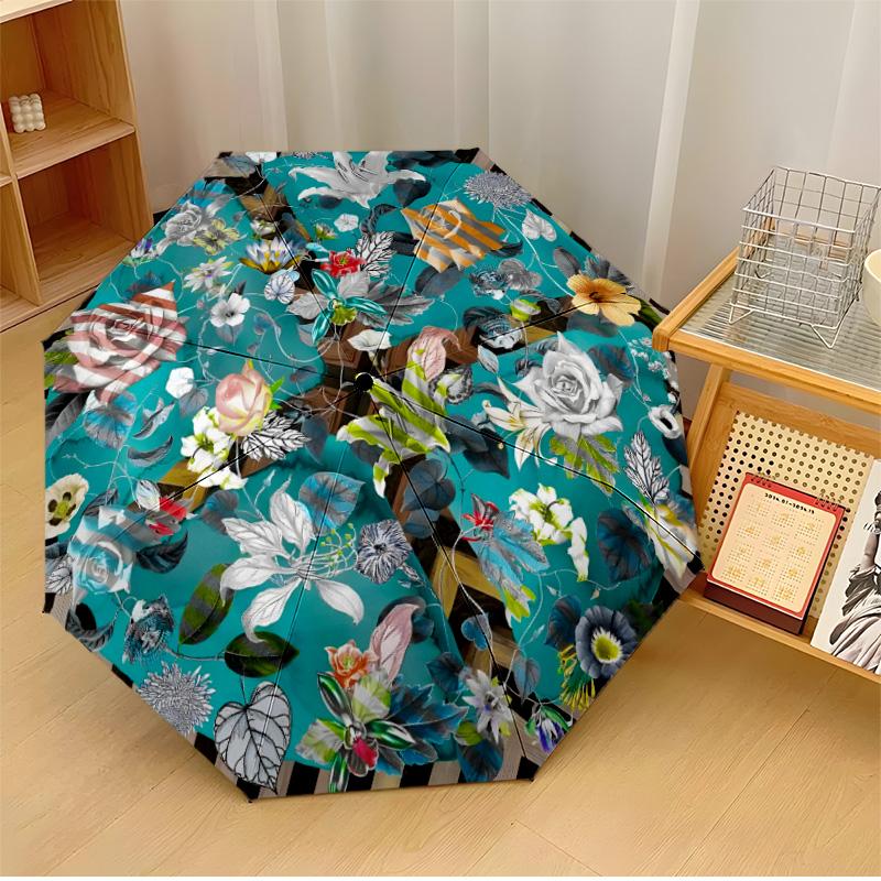 

Cosmic Lotus Mandala 6 Theme Automatic Umbrella Compact 8-Rib Design Sturdy Construction Durable Everyday Carry Umbrella Stylish Accessory