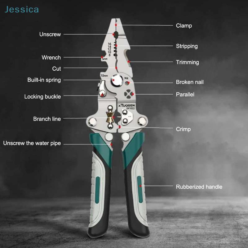 12-in-1 Foldable Wire Stripper Tool - Multi-Function Electrician Pliers For Stripping, Crimping, Cutting & Wrenching