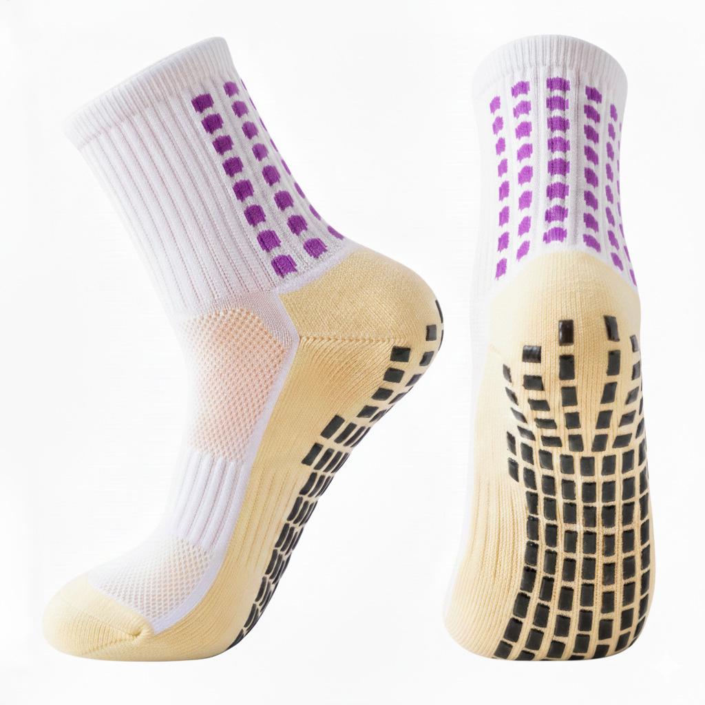 Unisex Anti-Slip Breathable Mid-Calf Football Socks with Moisture-Wicking Terry Sport Bottom