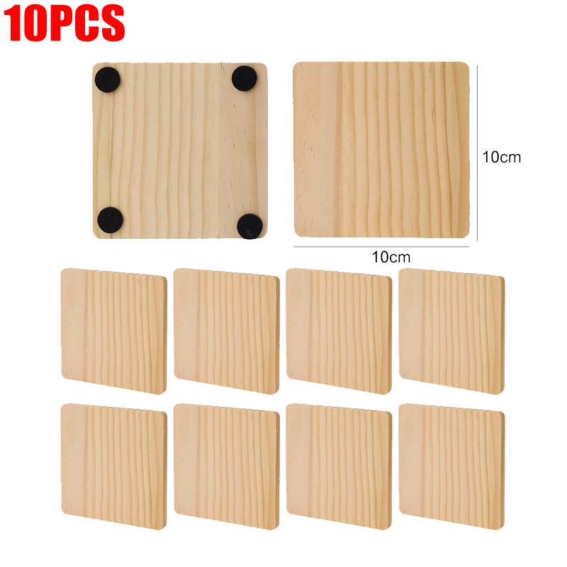 5-20PCS Square Round Wood Coasters Bottle Wine Cup Coffee Drinks Coaster Mat DIY Craft Painting Wood Engraving Party Decoration