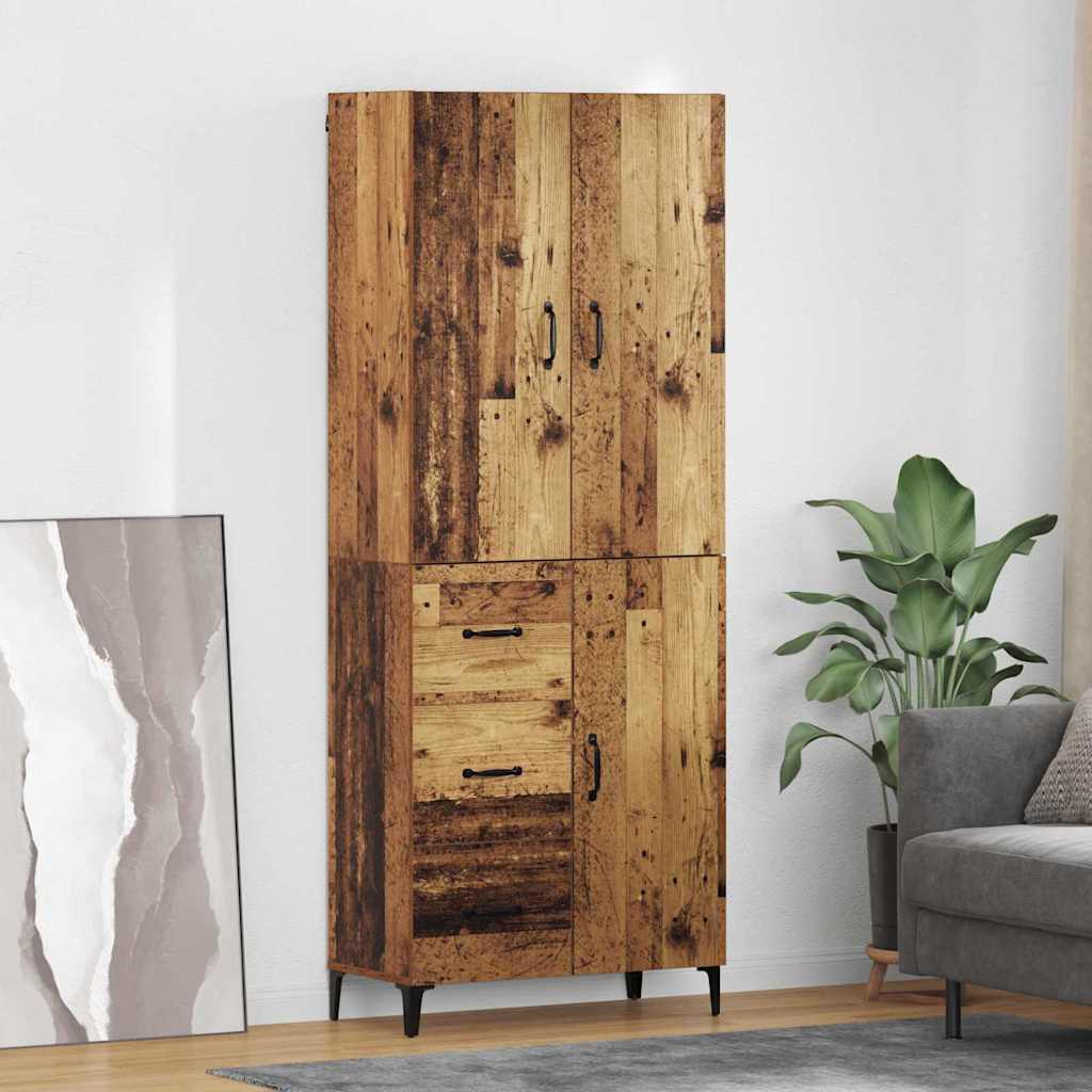 Wall Mounted Highboard Reclaimed Wood Look 69.5 x 34 x 180 cm Engineered Wood