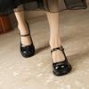 Fashion NEW Spring Women Pumps Genuine Leather Shoes for Women Round Toe Chunky Heel Shoes Retro Mary Janes Carving College Girl Shoes