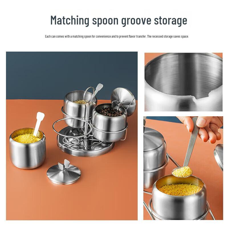 304 Stainless Steel Seasoning Jar Set with Bridge Stand