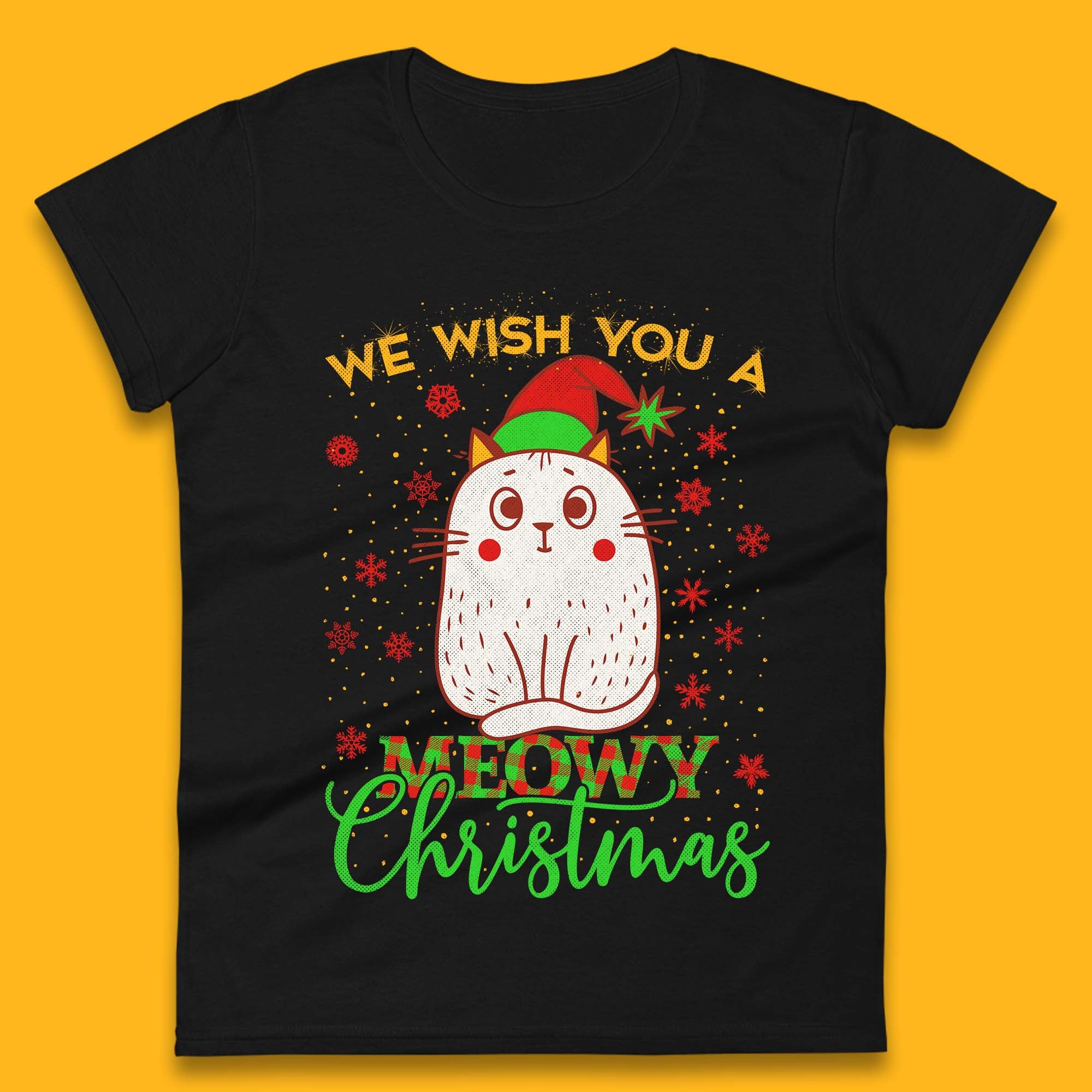 Meowy Christmas Ladies T-Shirt Mens Tops Tees Unisex S
