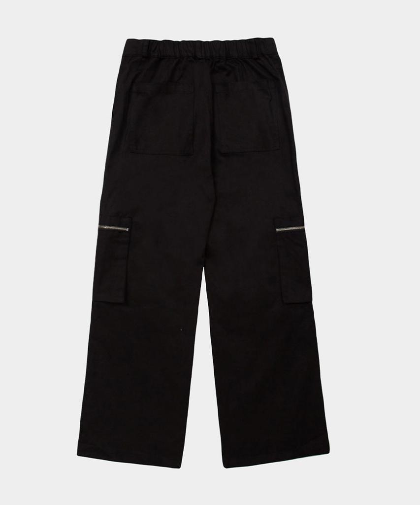 DREAMWORLD Zipper Pocket Wide Cargo Pants (Black)