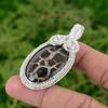 Moroccan Mud Crack Fossil Gemstone 925 Sterling Silver Wire Wrap Pendant Jewelry