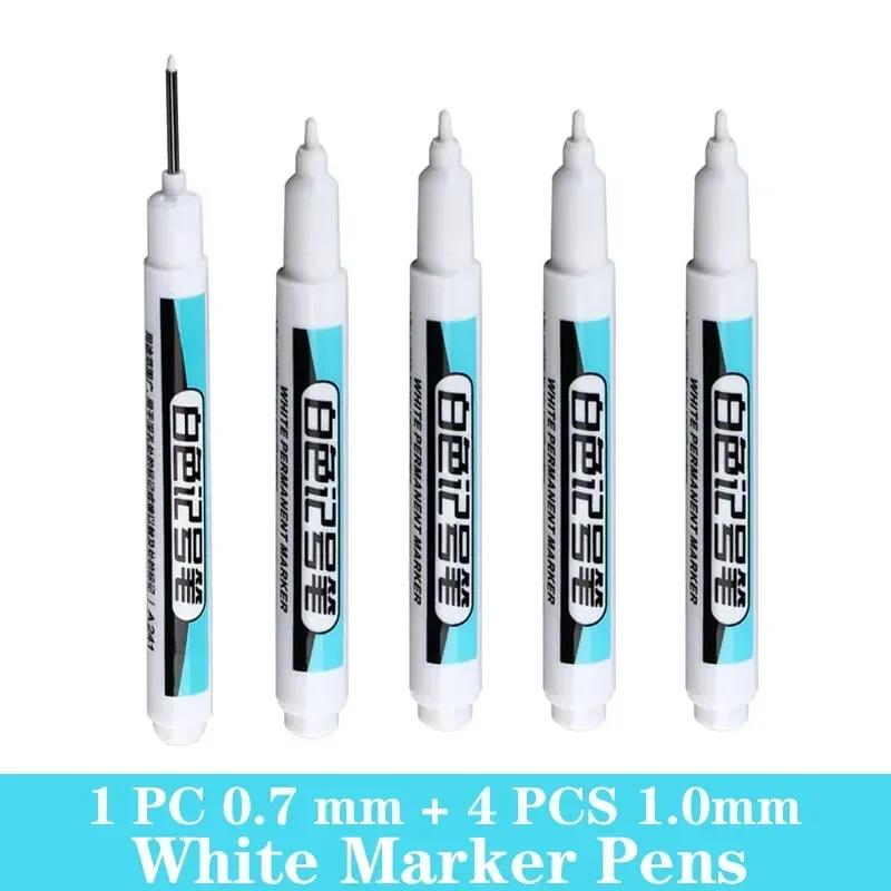 1/3/5 PCS White Paint Markers Pens Oily Waterproof Plastic Large Capacity White Marker School Supplies Stationery 0.7/1.0/2.5mm