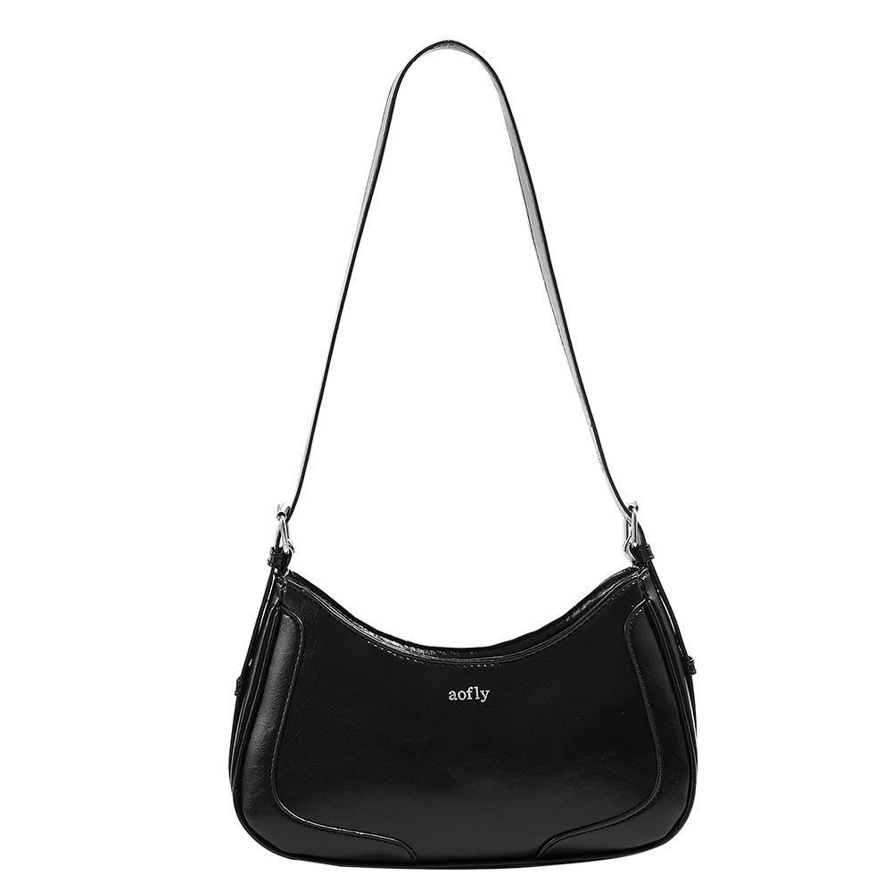 Korean-style 2025 new underarm bag, niche high-end oil wax leather, fashionable and versatile, single shoulder crossbody bag, simple for commuting