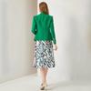 European Green Double-Breasted Women's Suit Jacket with Lion Head Buttons, V-Neck, Slimming Design, Versatile Style