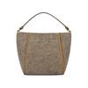 Tory Burch Mcgraw 18 Magnetic Snap Dog Clip Closure Felt Patchwork Boucle Bucket Bag Women Bags Gray-Brown 138952-294