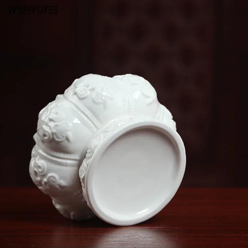 1PCS White Porcelain Incense Burner Ornament for Home Indoor Eight Auspicious Offerings and Buddhist Supplies Candlestick holder