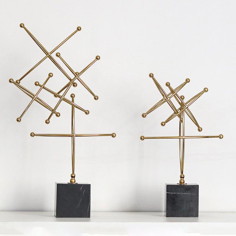 Modernes Licht Luxus Zuhause Weiche Dekoration Musterzimmer Abstrakt Kreative Geometrische Metallkunst Laminierte Kreuzstern Ornamente