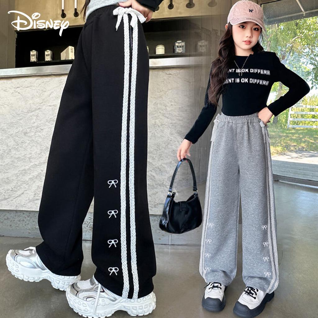 Disney Kids Fashion Wide-Leg Pants Casual Trousers Autumn Lace-Trim Girls Long Pants ST97031 Black Size 120