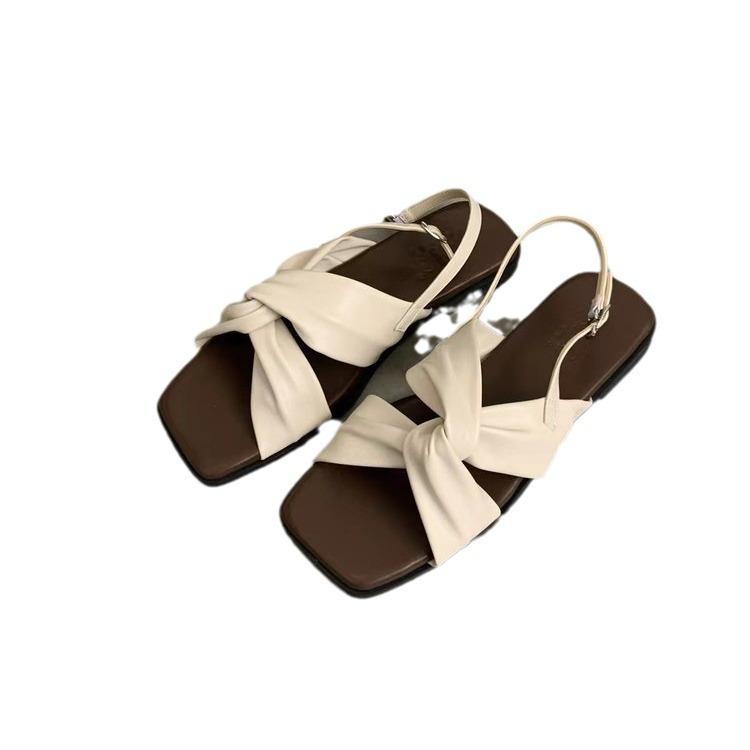 Flat-soled Sandals Women's Summer Outer Wear New Versatile French Beautiful Fairy Style with Skirt Travel Seaside Roman Shoes