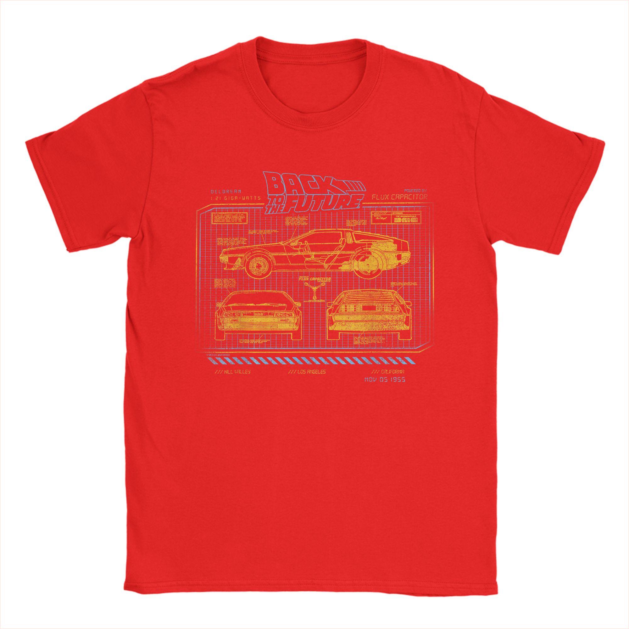 Back to The Future 35th Anniversary Delorean Cotton TShirts  Fashion Tee Shirt for Men Awesome Design Short Sleeve Top Tees S