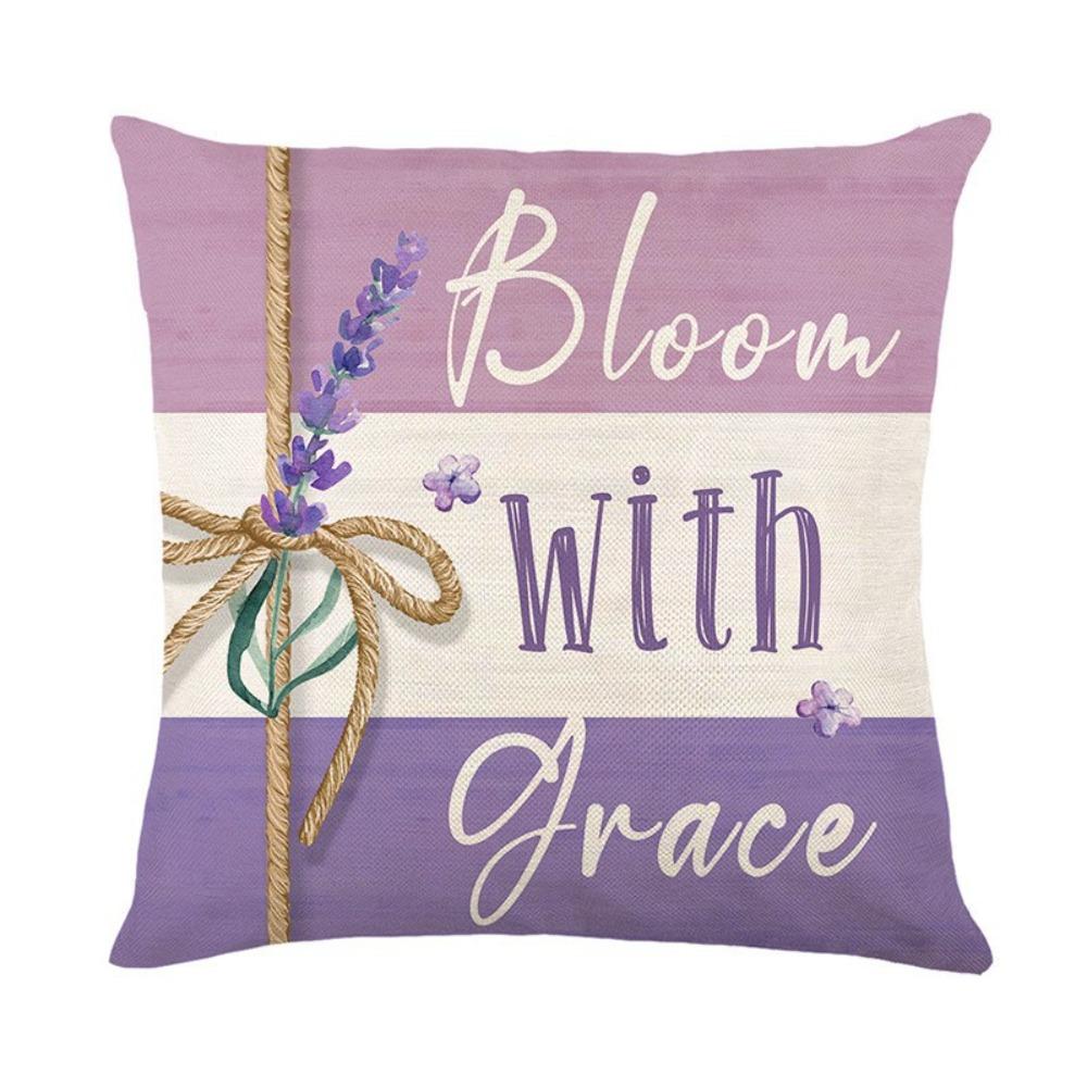 

Lavender Style Pattern Cushion Cover Zipper Closure Home Decor Pillowcase Sofa Use 2