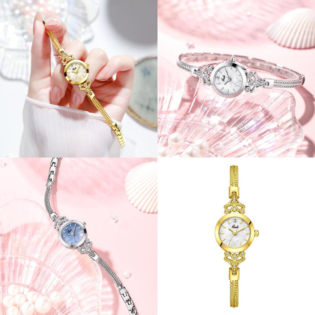 Elegant Womens Quartz Watch With Waterproof Mineral Glass And Pearl Dial For Casual Style