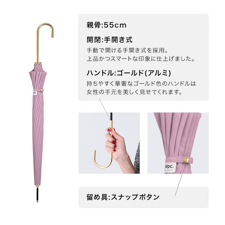 16 lunghi e solidi sia per il sole che per andare al lavoro o si abbina bene a yukata e donne sfumate [2023] Wpc. Ombrello, stecche, blu navy, ombrello, 55cm,