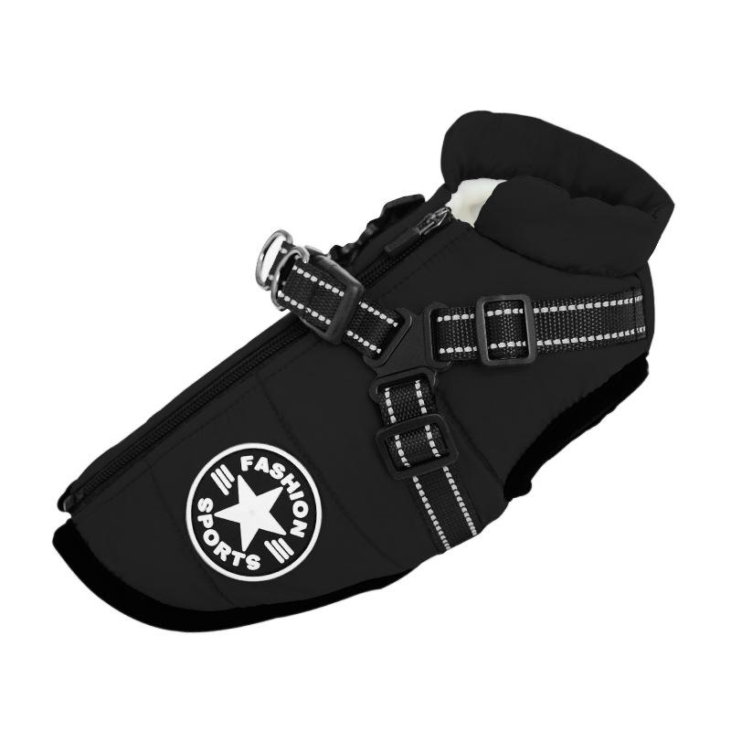 

Autumn and Winter Warm Dog Clothes Medium and Small Dog Pet Cotton Clothes Large Dog Chest Straps Integrated Cold Protection Thickened S чёрный