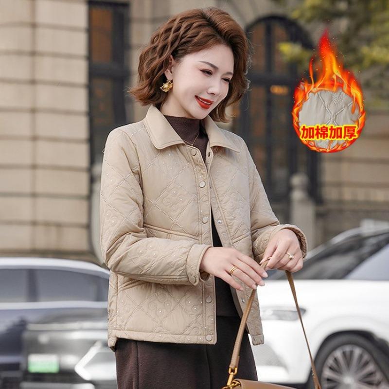 Winter Padded Jacket Large Size Light and Thin Padded Jacket Warm New Middle-aged and Old Women Autumn and Winter Warm Padded Jacket