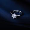 Women's Korean-Style Moissanite Six-Claw Diamond Simulated Wedding & Couple Open Ring