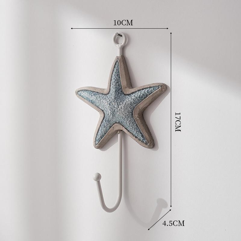 Starfish Cast Iron Wall Hooks Antique Blue Nautical Sea Life Decorative Wall Hook Ideal Beach Home Room Decor Hat Clothes Hanger