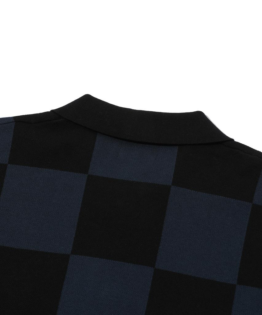 BEENTRILL Short Sleeve Classic Checkerboard Comfort Fit Knit (Dark Navy)