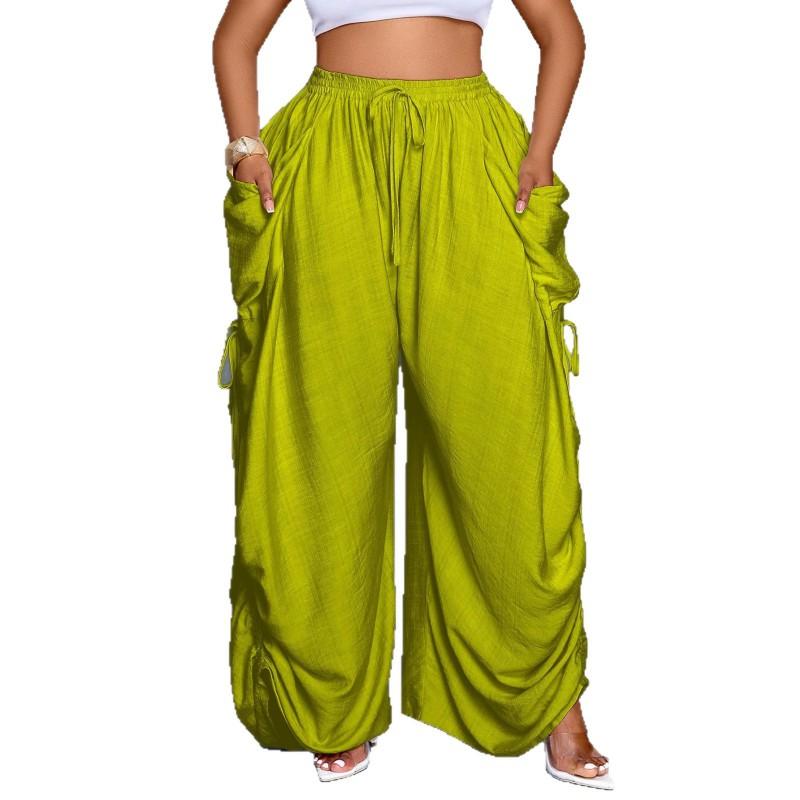 Womens High Waist Loose Drawstring Lantern Pants Casual Trousers