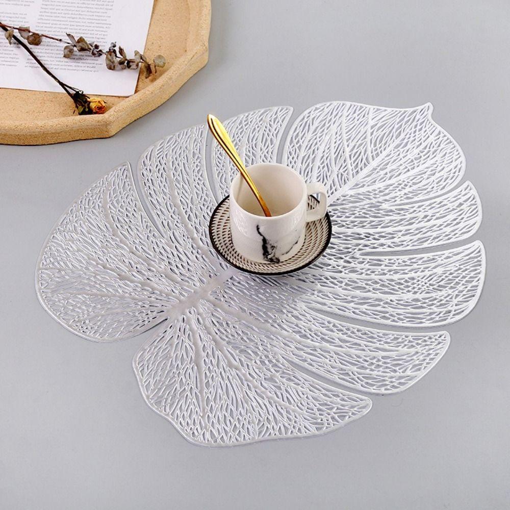 Hollow Leaf Shape Leaf-shaped Placemat Heat Resistant Monstera Leaf Placemat  Dining Table