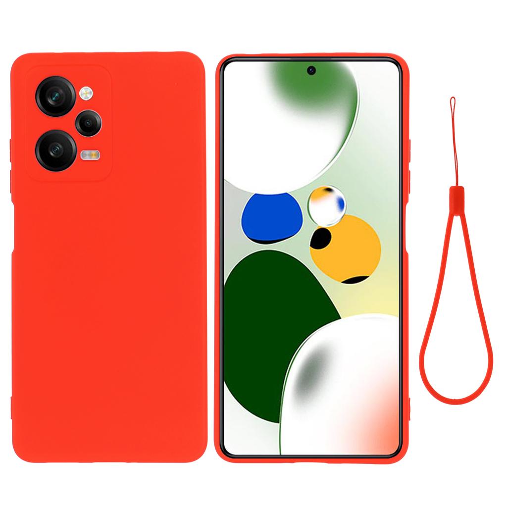 Handyhülle für Xiaomi Redmi Note 12 Pro Speed 5G/Poco X5 Pro 5G Flüssigsilikon Weiche Fütterung Abdeckung mit Riemen