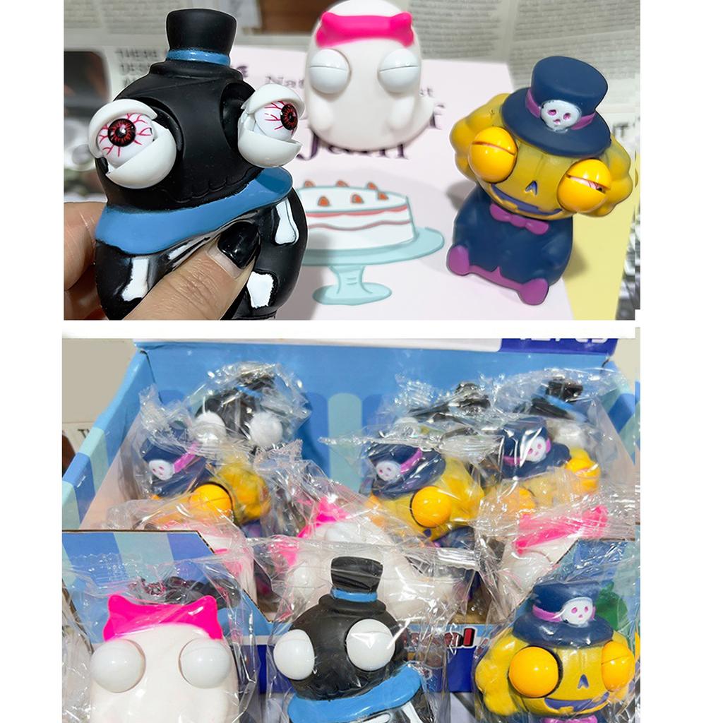 Novelty Eyes Popping Prank Halloween Theme Squeeze Toy Novelty Gag Table Toy Decompressing Pinch Stress Toy Skeleton