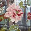 2Pcs Window Curtain Transparent Peony Flower Windows Panel Balcony Living Room Bathroom Bedroom Curtains Home Decoration