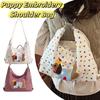Korean Style Puppy Embroidery Shoulder Bag Y2k Cartoon Handbag Sweet Polka Dot Tote Bag  Girls