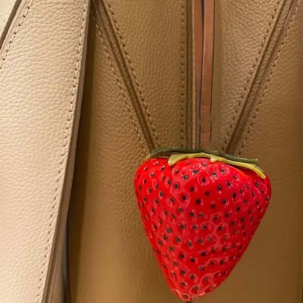 Waterproof Versatile Bag Charm 3D Red Resin Fruit Pendant Keychain Strawberry Key Ring  Friends