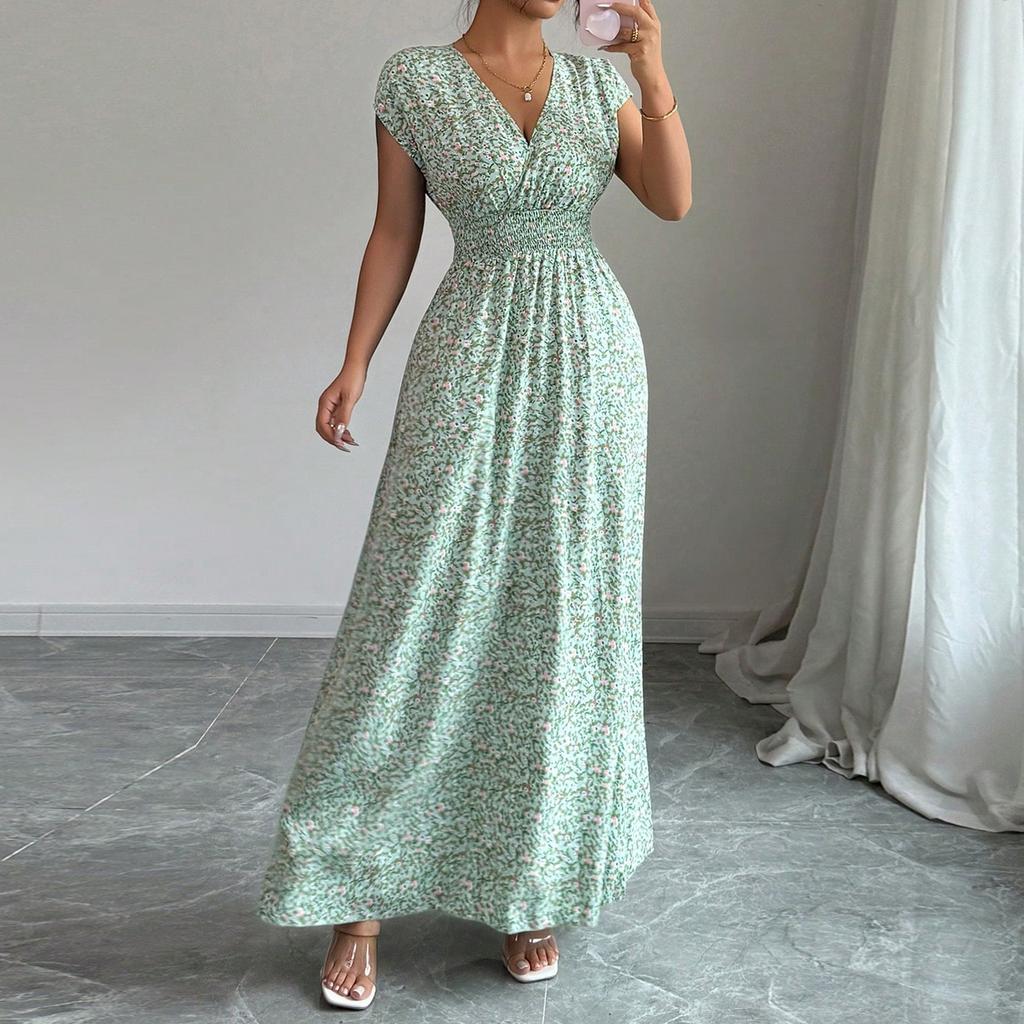 Women's Dress Casual Flowy Dresses  R-neck Vocation Boho Beach Sundress