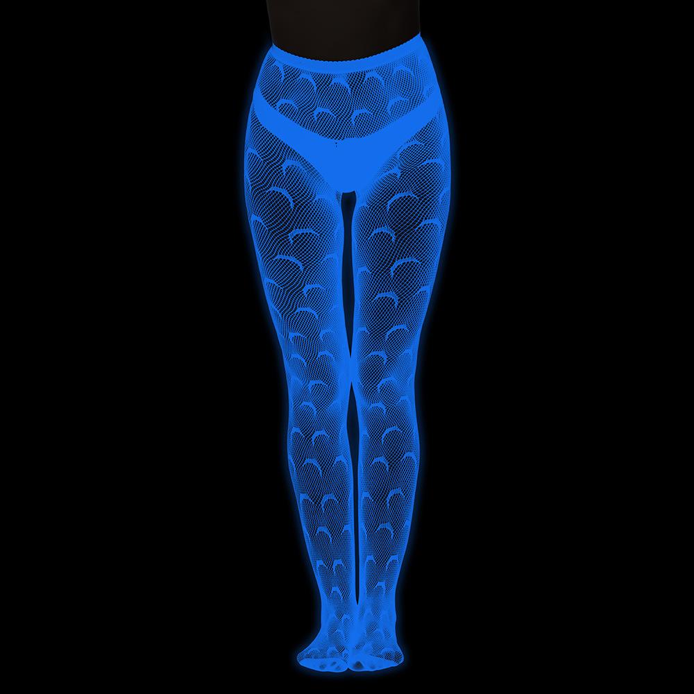 Night luminous leggings blue light pantyhose lace hollow luminous fishnet socks fluorescent sexy jacquard socks