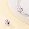 Original Copper Charms Luxury Pink Scooter Cat Animal Beads Fit Bracelet Diy Women Making Delicate Gift