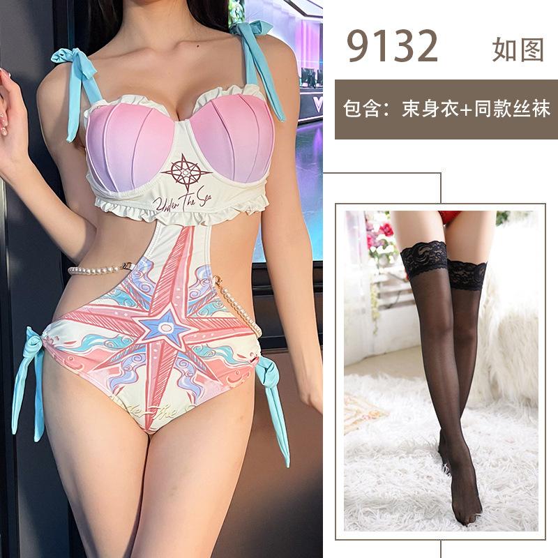 Sexy lingerie, sexy shell, beautiful back swimsuit, small breasts show big steel support, gather sex onesies, women's open file, hot girls