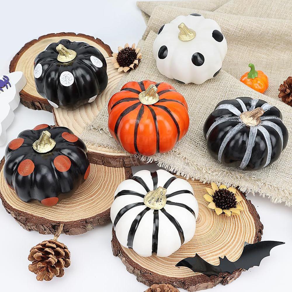 

New 6Pcs Halloween Pumpkins Indoor Decorations For Table, Tiered Tray, Desk