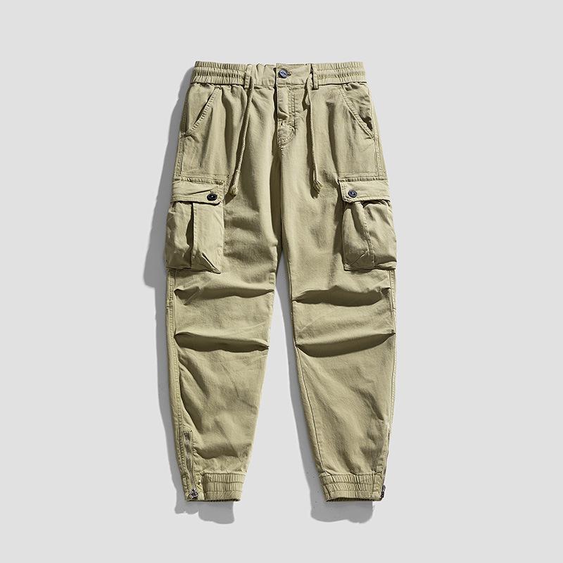 New men's trendy Japanese-style jogger cargo pants, stretchy casual sports for outings