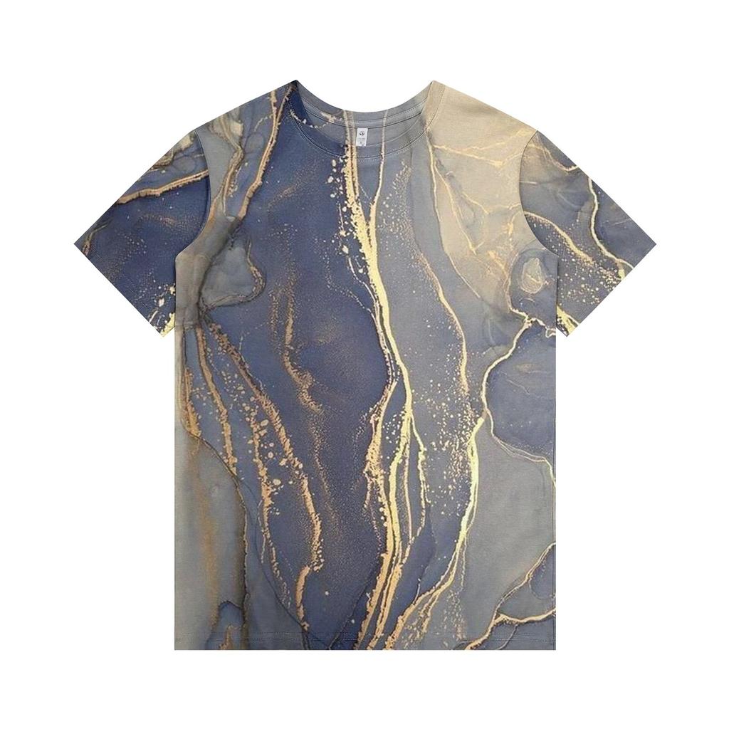 Women's Fashion Casual Printed Round Neck Short Sleeve Top Blouse