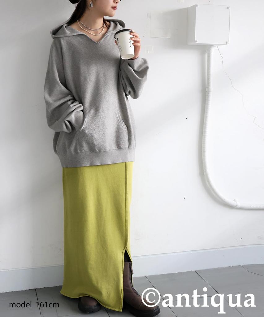 [antiqua] Antiqua Women's Long-Sleeve Plain Ribbed Piqué Knit Hoodie ZA-00282 One Size 15 Heather Gray