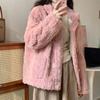 Lamb Wool Coat Women Winter Thick Imitation Otter Rabbit Hair Loose Plush Horn Buckle Round Collar W All-match Student