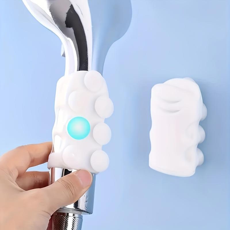 Strong Adsorption Silicone Shower Head Holder with Suction Cup Wall-Mounted Bracket for Bathroom, Fits Ceramic Metal and Glass Walls