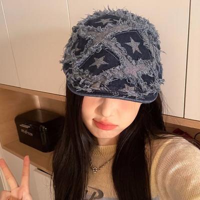 Personalized Retro Forward Hat Denim Show Face Small Cap Niche Design Female Hottie Do Old Washed Y2k Hat