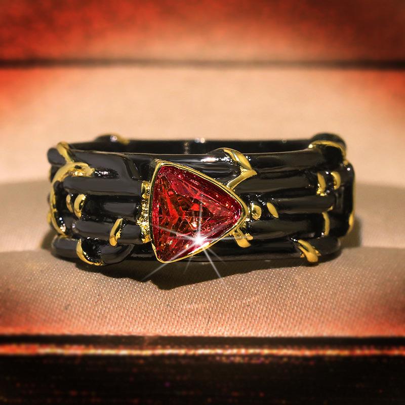 

Винтажное готическое черное кольцо с веткой дерева и блестящим желтым цирконом, кольца для женщин, свадебные, помолвочные, модные украшения 10