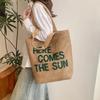 Mesh Tote Bag Women Summer Beach Handbag with Bold Lettering Casual Everyday Shopping Bag