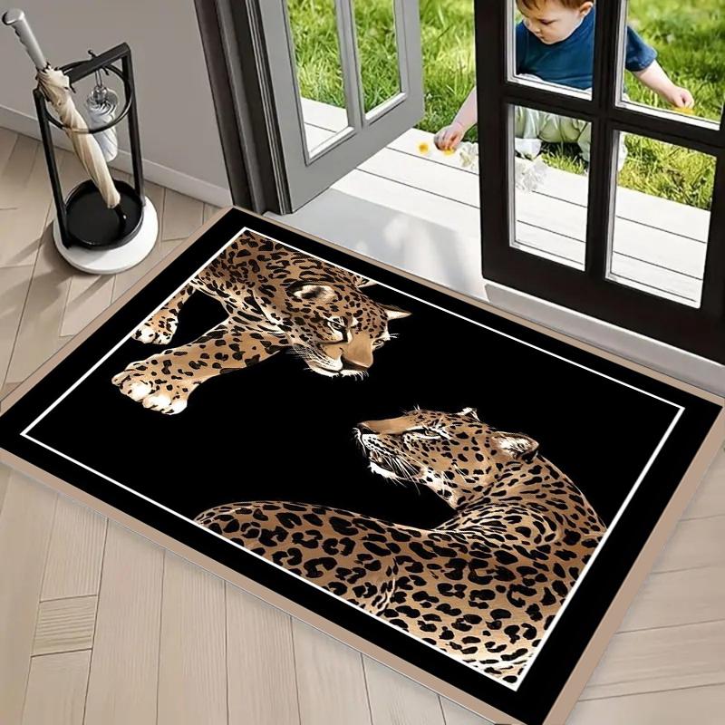 Cheetah Floral Printed Doormat Rural Ethnic Style Printed Carpet Artistic Sense Kitchen Living Room Bedroom Decoration Carpet