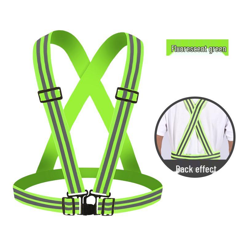 Reflective Vest for Cycling, Night Running, Sanitation, and Construction with Elastic Suspenders for Visibility and Safety